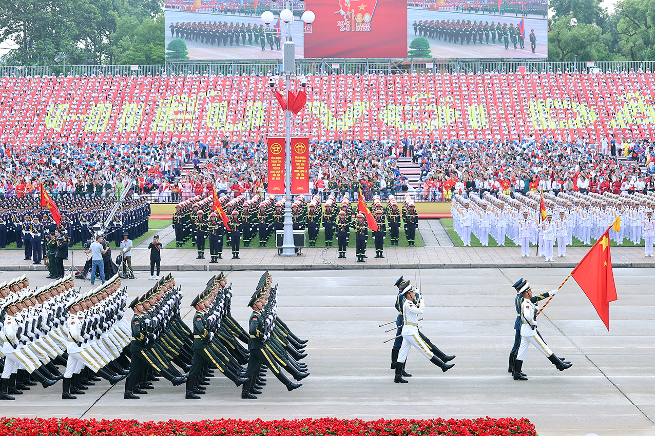 Theo lời mời của Bộ Quốc phòng Việt Nam, phía Trung Quốc đã cử Đoàn nghi lễ cấp quốc gia tham dự diễu binh, diễu hành - Ảnh: VGP/Nhật Bắc