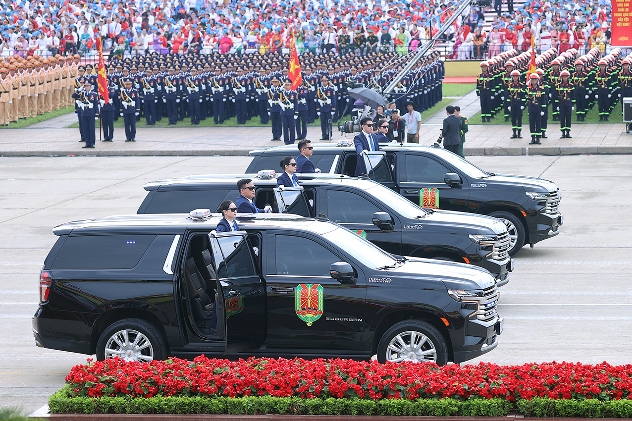 Khối xe bảo vệ, hộ tống lãnh đạo Đảng, Nhà nước và đoàn khách quốc tế - Ảnh: VGP/Nhật Bắc