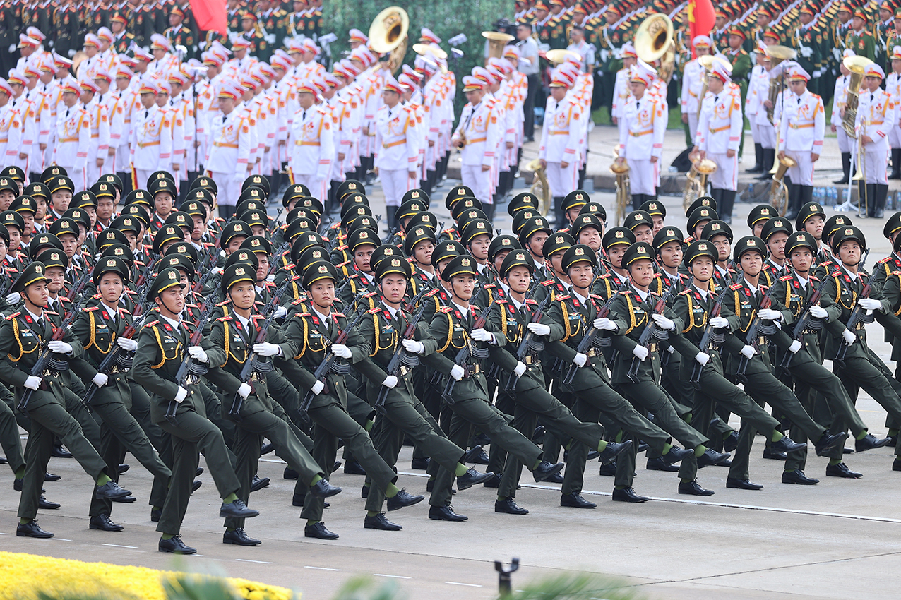 Khối nam chiến sĩ Hậu cần, kỹ thuật Công an nhân dân - Ảnh: VGP/Nhật Bắc