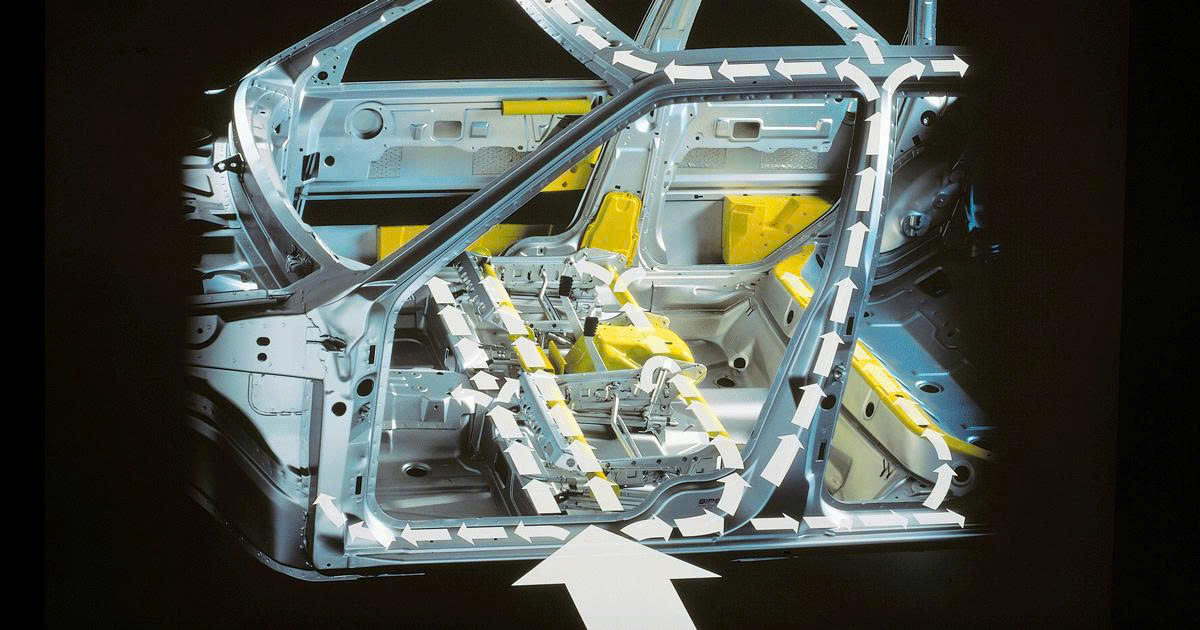 Phân tán lực khi xảy ra va chạm, ghế có thể dịch chuyển và ép vào một vùng trung tâm để biến dạng có kiểm soát, hấp thụ năng lượng thay vì truyền thẳng vào người ngồi