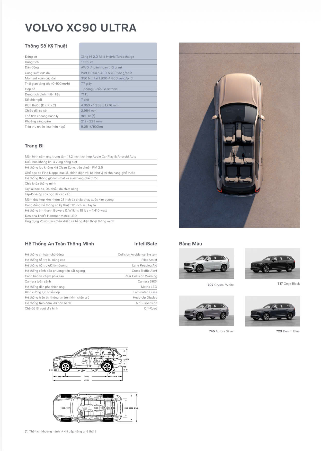 Thông số kĩ thuật chi tiết của Volvo XC90 Ultra 2026