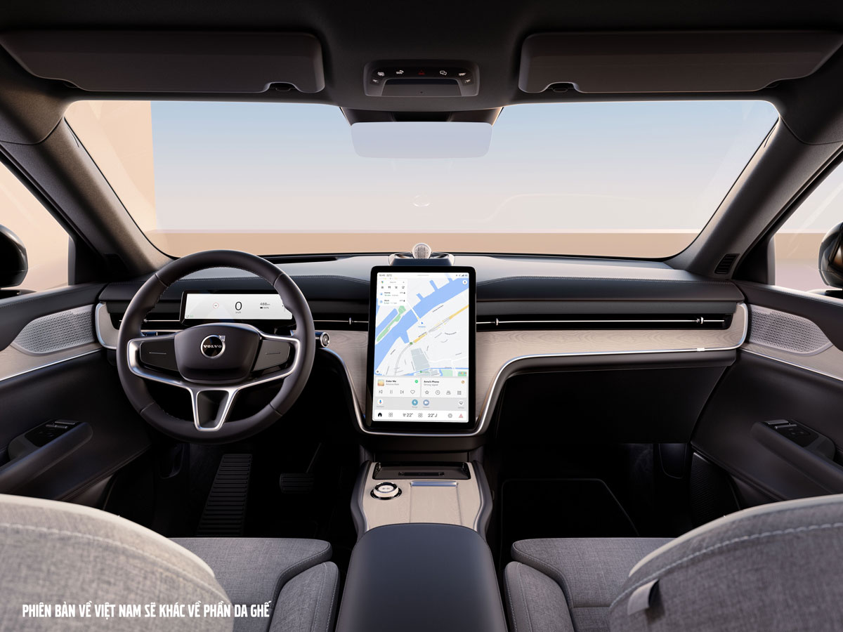 Khoang cabin Volvo EX90 được phát triển theo triết lý Scandinavian hiện đại: tối giản nhưng rất cao cấp. Volvo không cố tạo cảm giác hào nhoáng bằng quá nhiều chi tiết, mà tập trung vào : tối giản, yên tĩnh, cao cấp, tập trung vào trải nghiệm con người.