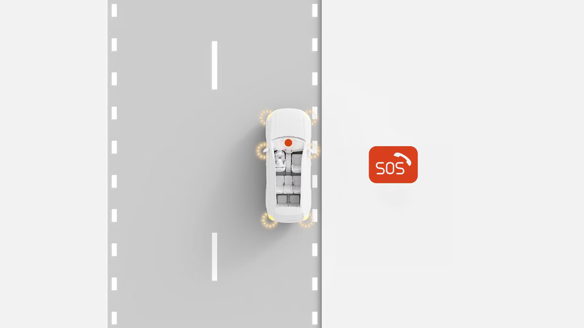 Volvo On Call liên hệ trực tiếp bằng sử dụng nút bấm trên trần xe trong những tình huống khẩn cấp
